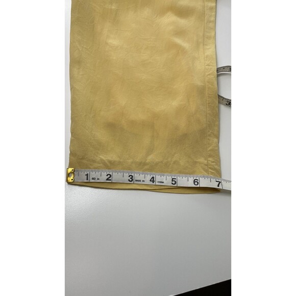 Spring Soft Butter Yellow Silk Pleated High Waisted Pants Womens Pants 26 x 29 - Picture 14 of 16